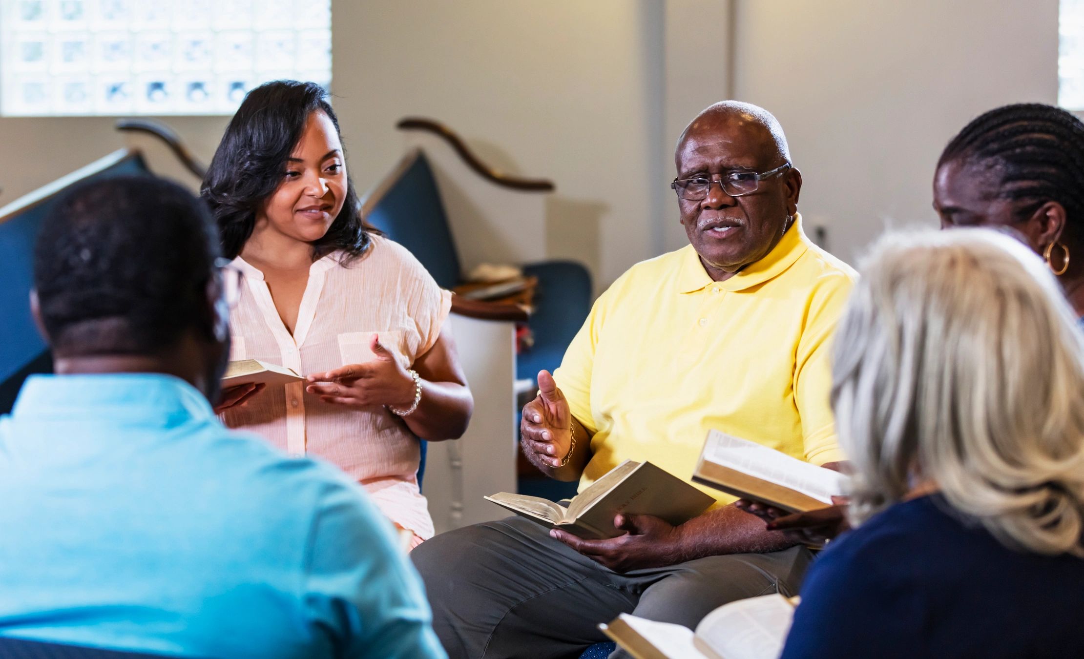 Small group gathered for Bible study discussion