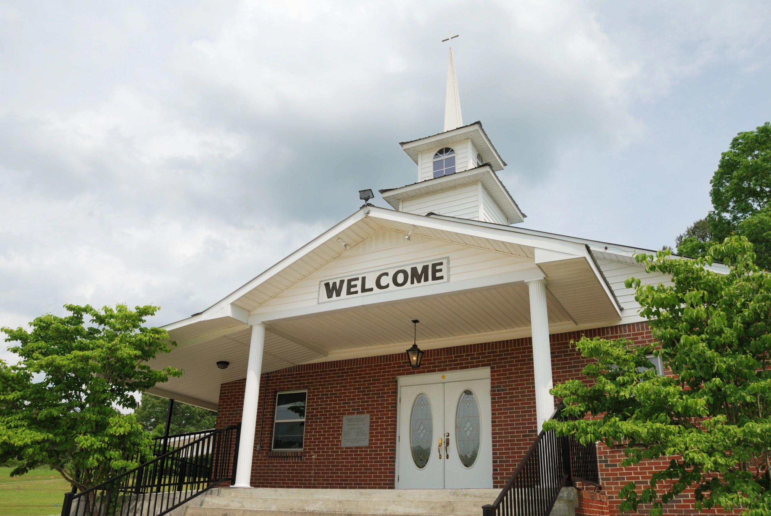 Welcome sign at a church entrance